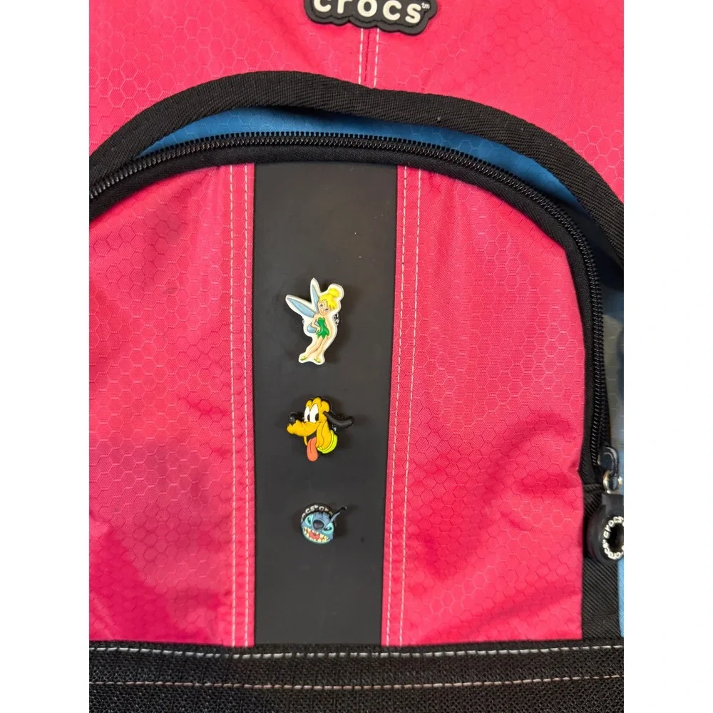 Crocs Messenger Bag Pink Blue Ripstop Nylon Disney Jibbitz Charms Crossbody Y2K
